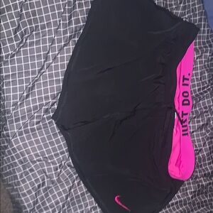 Nike Black and Pink Athletic Shorts
